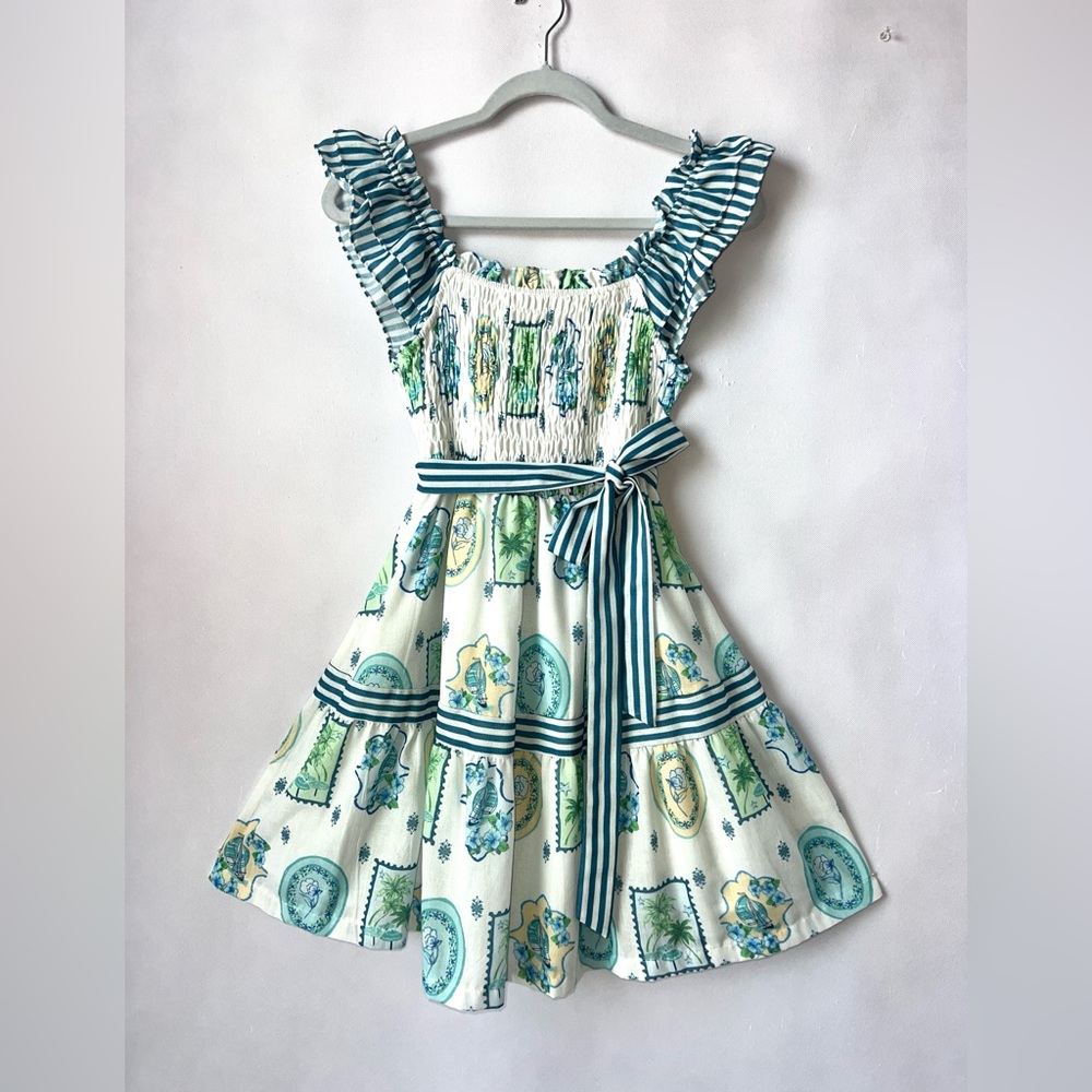 Avara Women's Blair Dress 100% Cotton Tiered Smocked Babydoll XS